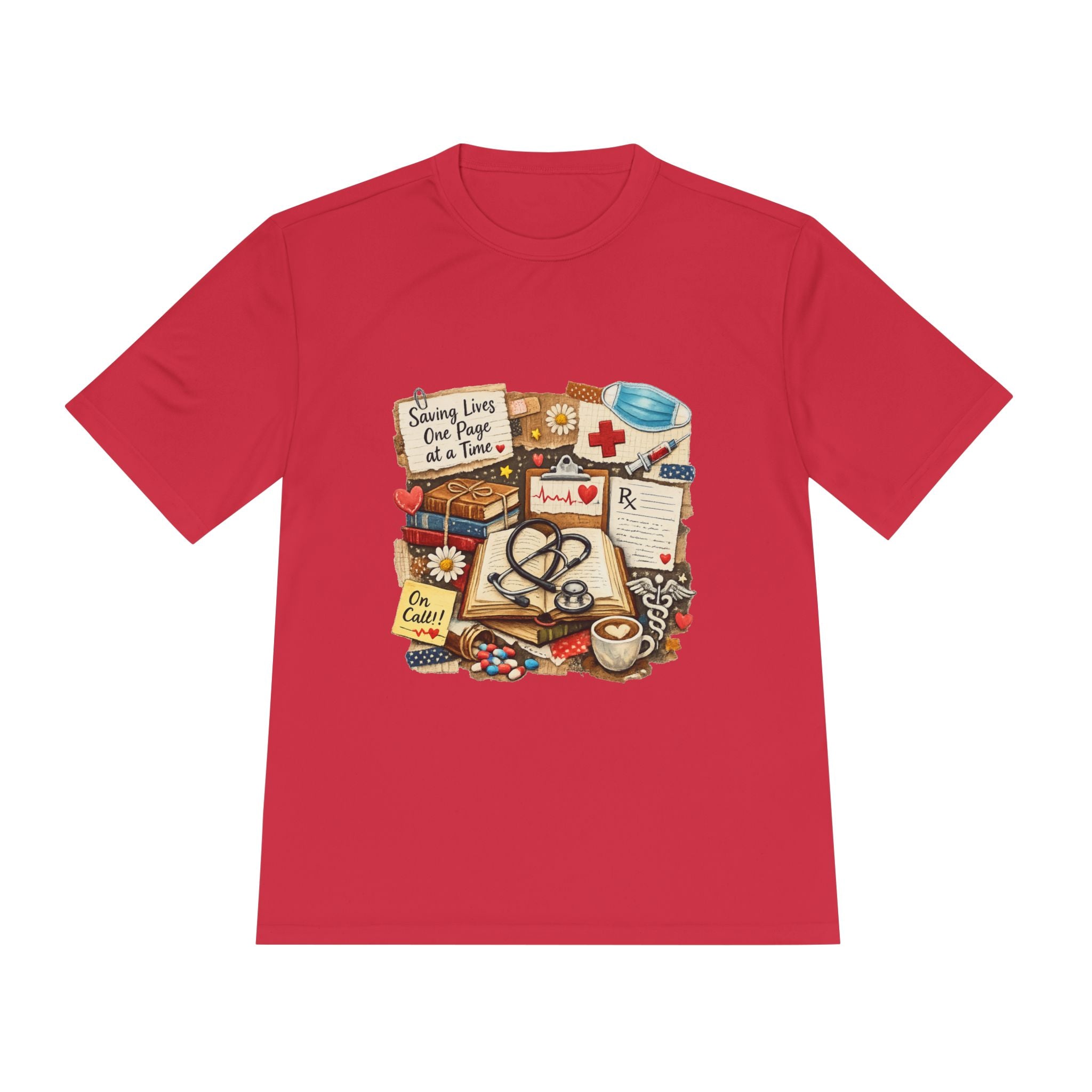 Saving Lives One Page at a Time Shirt, Nurse Book Lover Tee, Medical Reader Gift, RN Bookworm T-Shirt, Healthcare Worker Reading Shirt, Moisture-Wicking Shirt - Designity