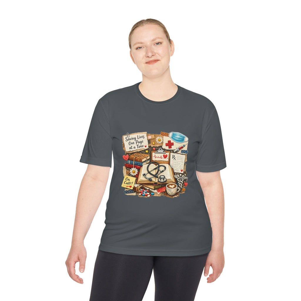 Saving Lives One Page at a Time Shirt, Nurse Book Lover Tee, Medical Reader Gift, RN Bookworm T-Shirt, Healthcare Worker Reading Shirt, Moisture-Wicking Shirt - Designity