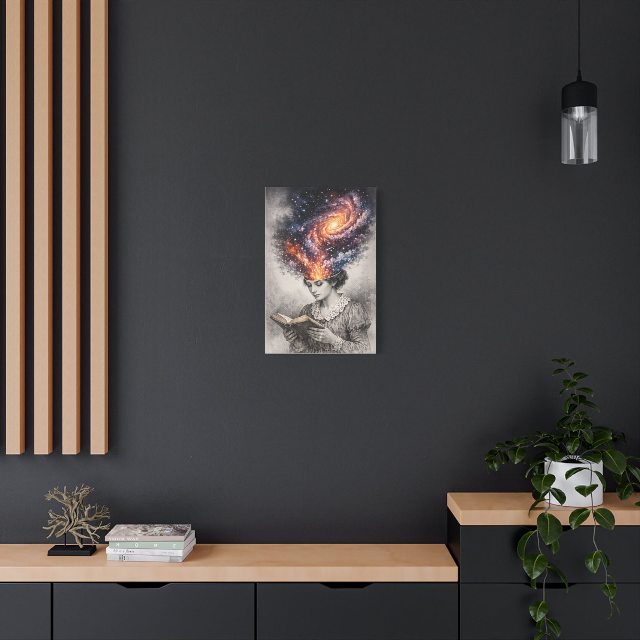 Cosmic Reader Canvas Wall Art | Surreal Galaxy Book Lover Artwork | Vintage Reader & Artist Inspired Print | Literary Fantasy Home Decor - Designity