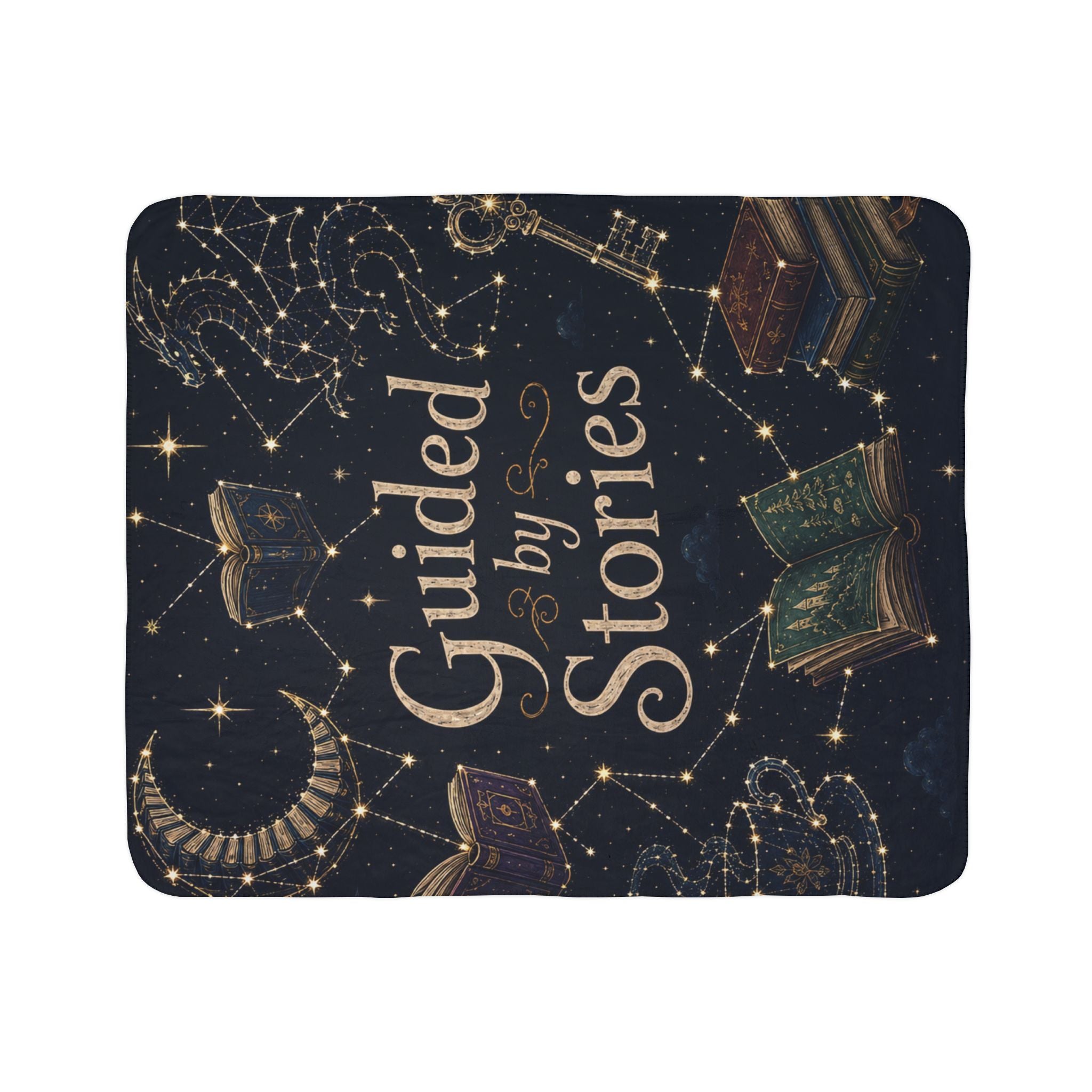 Fleece Sherpa Blanket — "Guided by Stories" Cozy Reading Throw - Designity