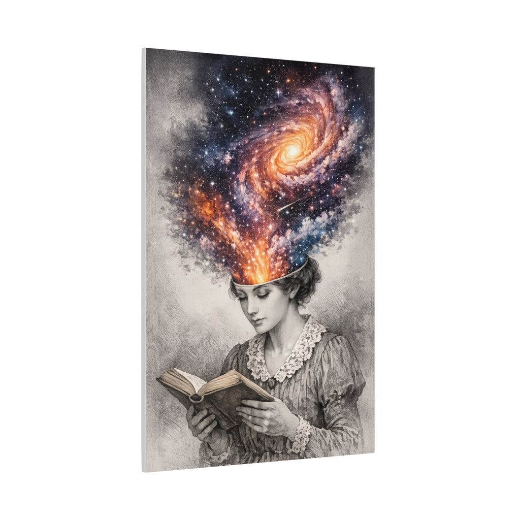 Cosmic Reader Canvas Wall Art | Surreal Galaxy Book Lover Artwork | Vintage Reader & Artist Inspired Print | Literary Fantasy Home Decor - Designity