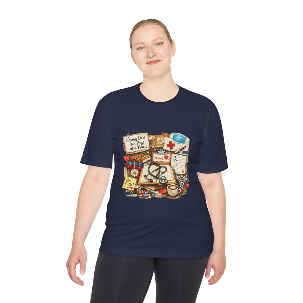 Saving Lives One Page at a Time Shirt, Nurse Book Lover Tee, Medical Reader Gift, RN Bookworm T-Shirt, Healthcare Worker Reading Shirt, Moisture-Wicking Shirt - Designity