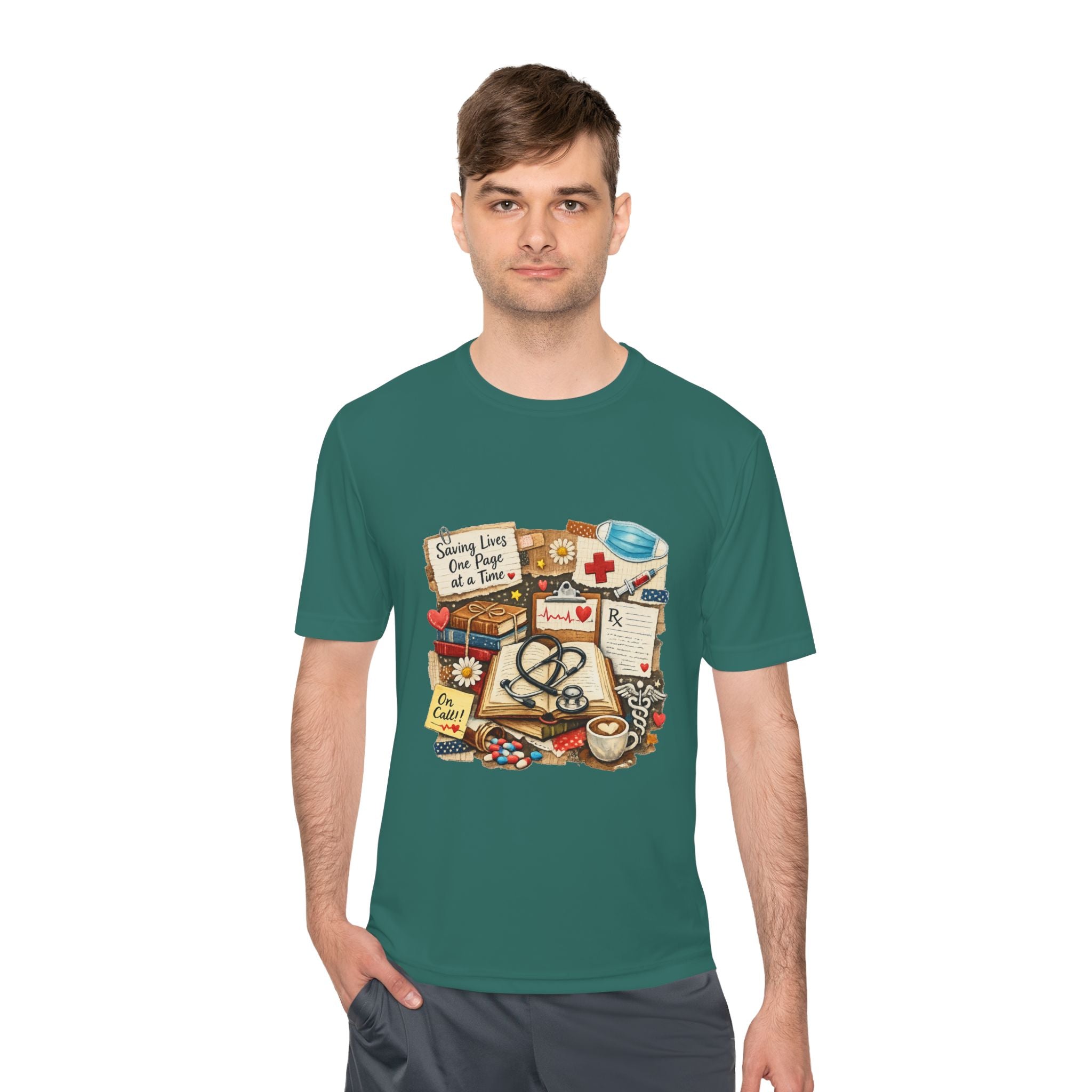 Saving Lives One Page at a Time Shirt, Nurse Book Lover Tee, Medical Reader Gift, RN Bookworm T-Shirt, Healthcare Worker Reading Shirt, Moisture-Wicking Shirt - Designity