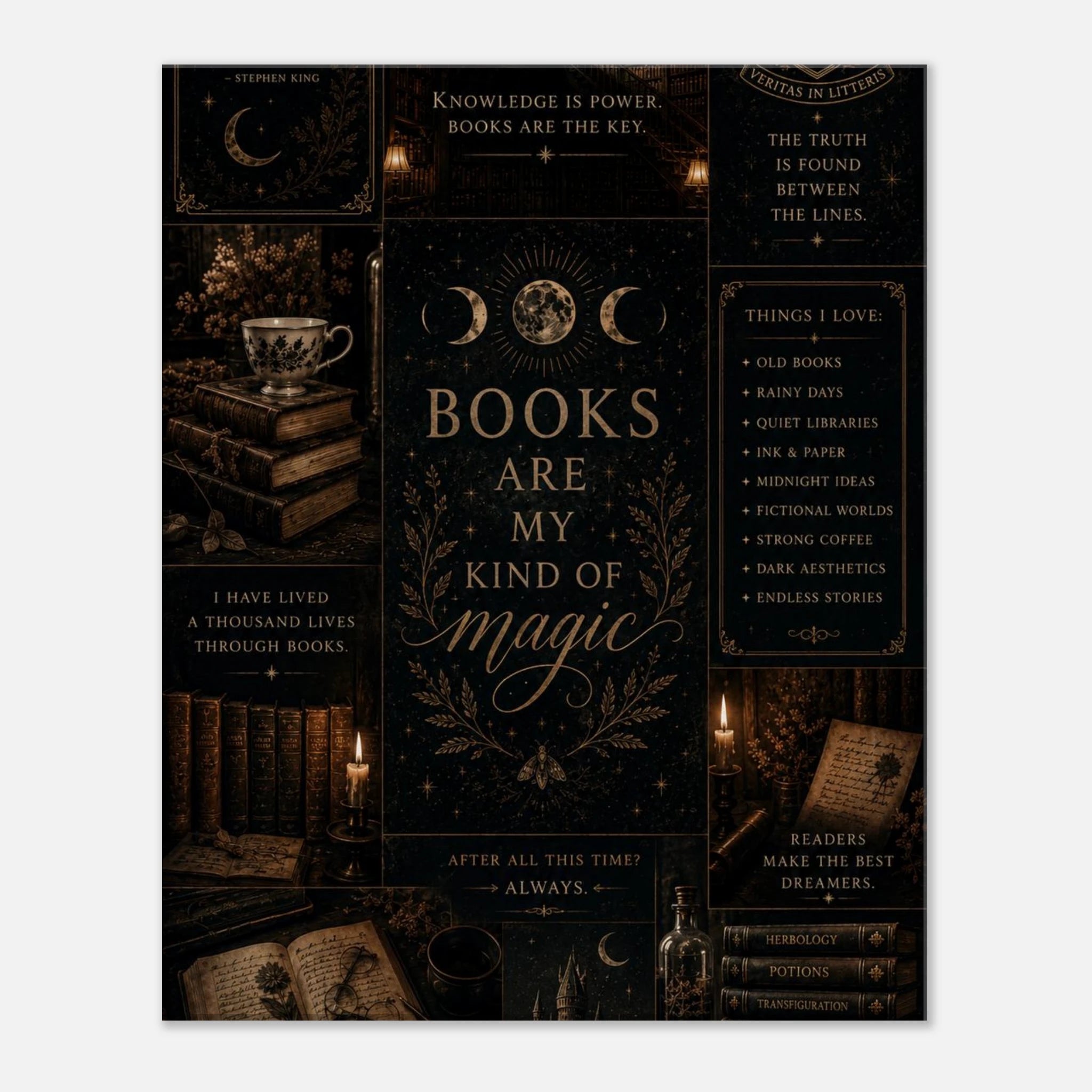 Books Are My Kind of Magic Canvas – Dark Academia Wall Art - Designity