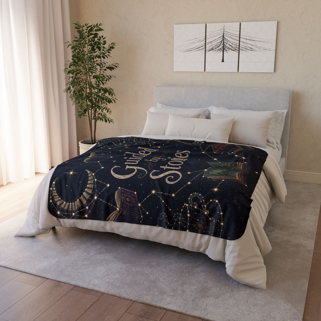 Fleece Sherpa Blanket — "Guided by Stories" Cozy Reading Throw - Designity