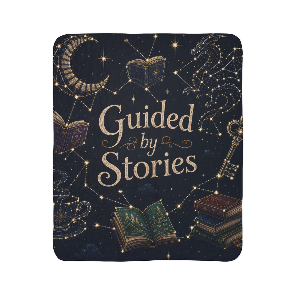 Fleece Sherpa Blanket — "Guided by Stories" Cozy Reading Throw - Designity