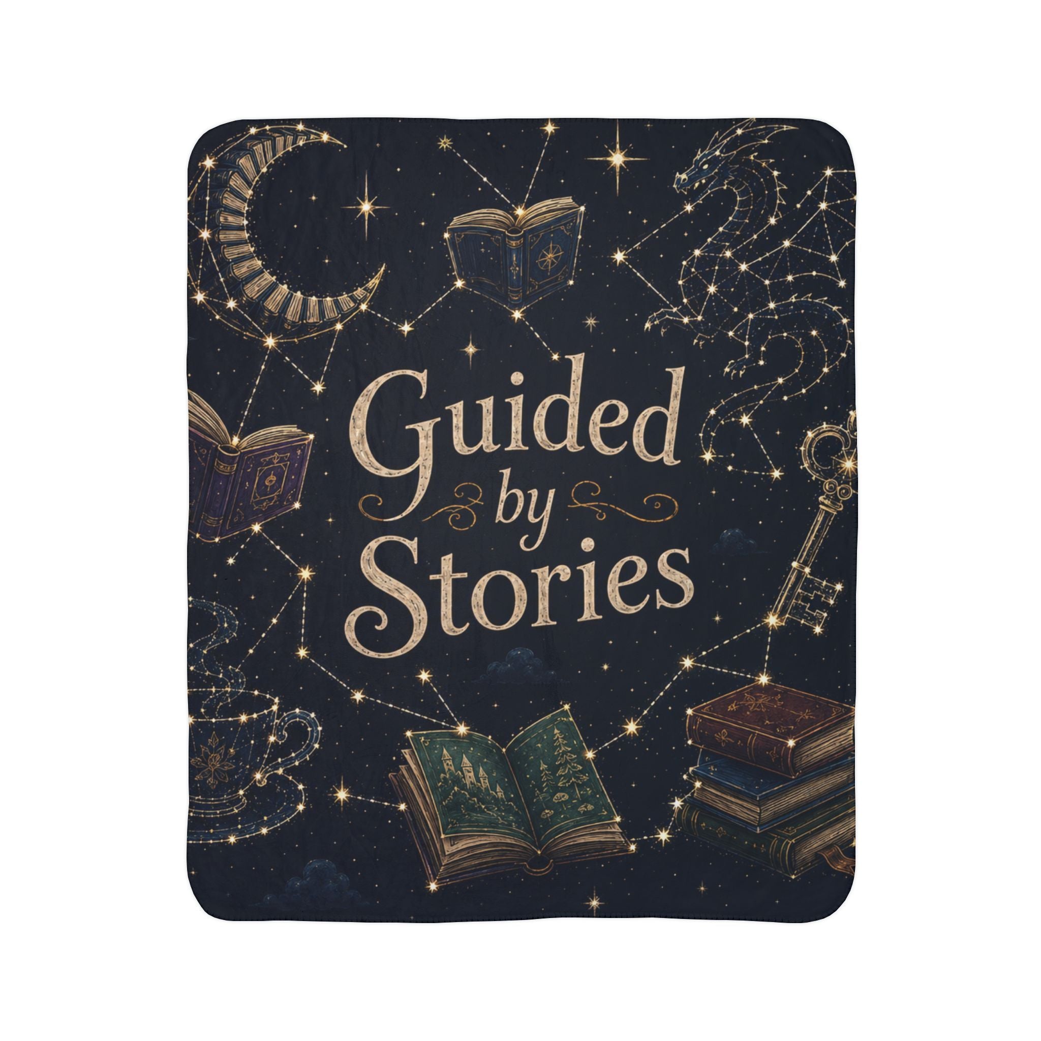 Fleece Sherpa Blanket — "Guided by Stories" Cozy Reading Throw - Designity