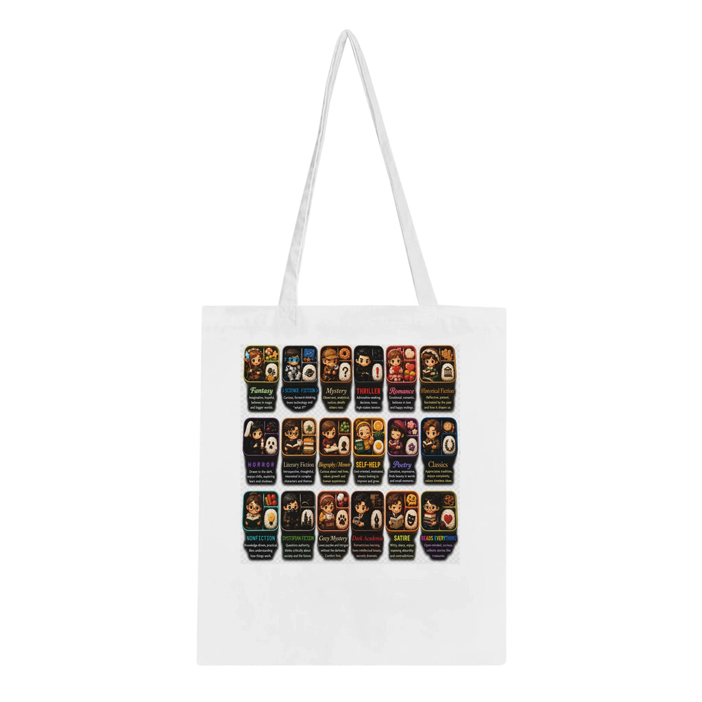 Bento Box Book Genre Tote Bag – Cute Bookworm Gift - Designity