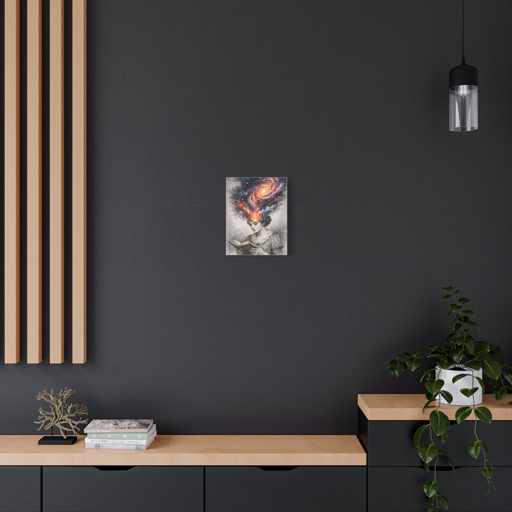 Cosmic Reader Canvas Wall Art | Surreal Galaxy Book Lover Artwork | Vintage Reader & Artist Inspired Print | Literary Fantasy Home Decor - Designity