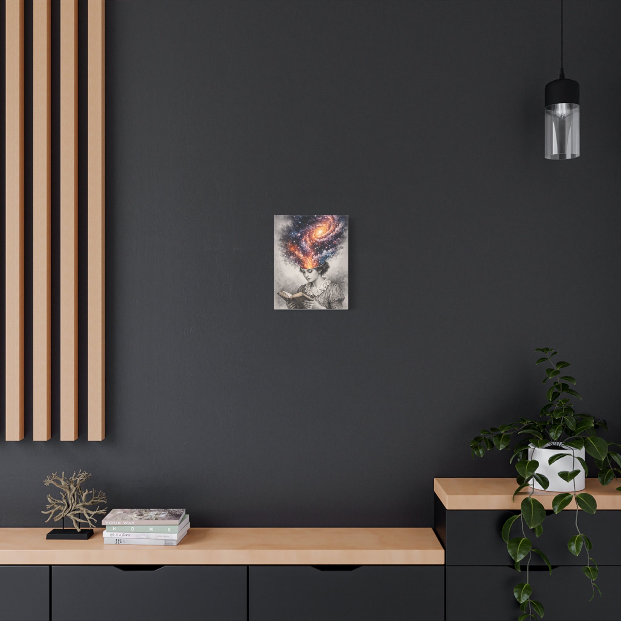 Cosmic Reader Canvas Wall Art | Surreal Galaxy Book Lover Artwork | Vintage Reader & Artist Inspired Print | Literary Fantasy Home Decor - Designity