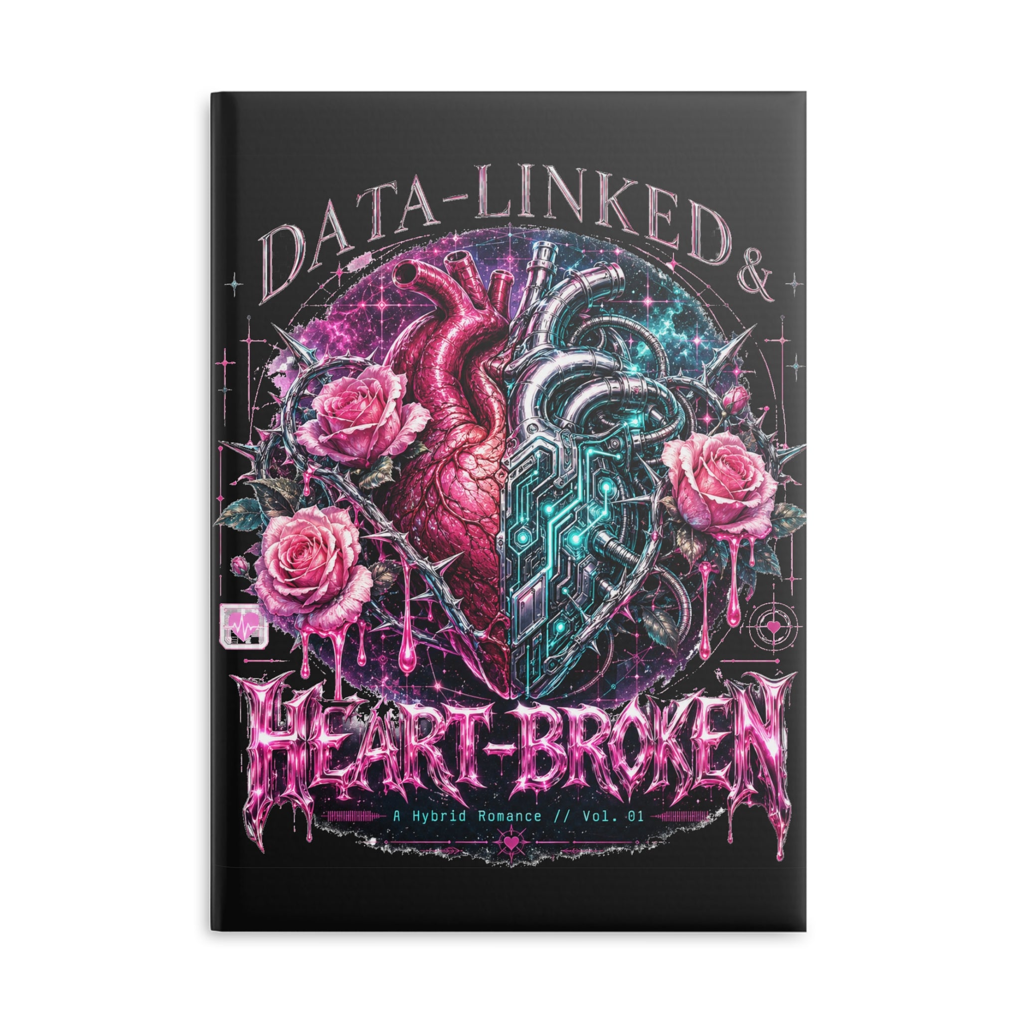 Data-Linked & Heart-Broken Hardcover Notebook | Cozy Sci-Fi Romance Journal | BookTok Reader Gift | Hybrid Romance Reading Journal - Designity