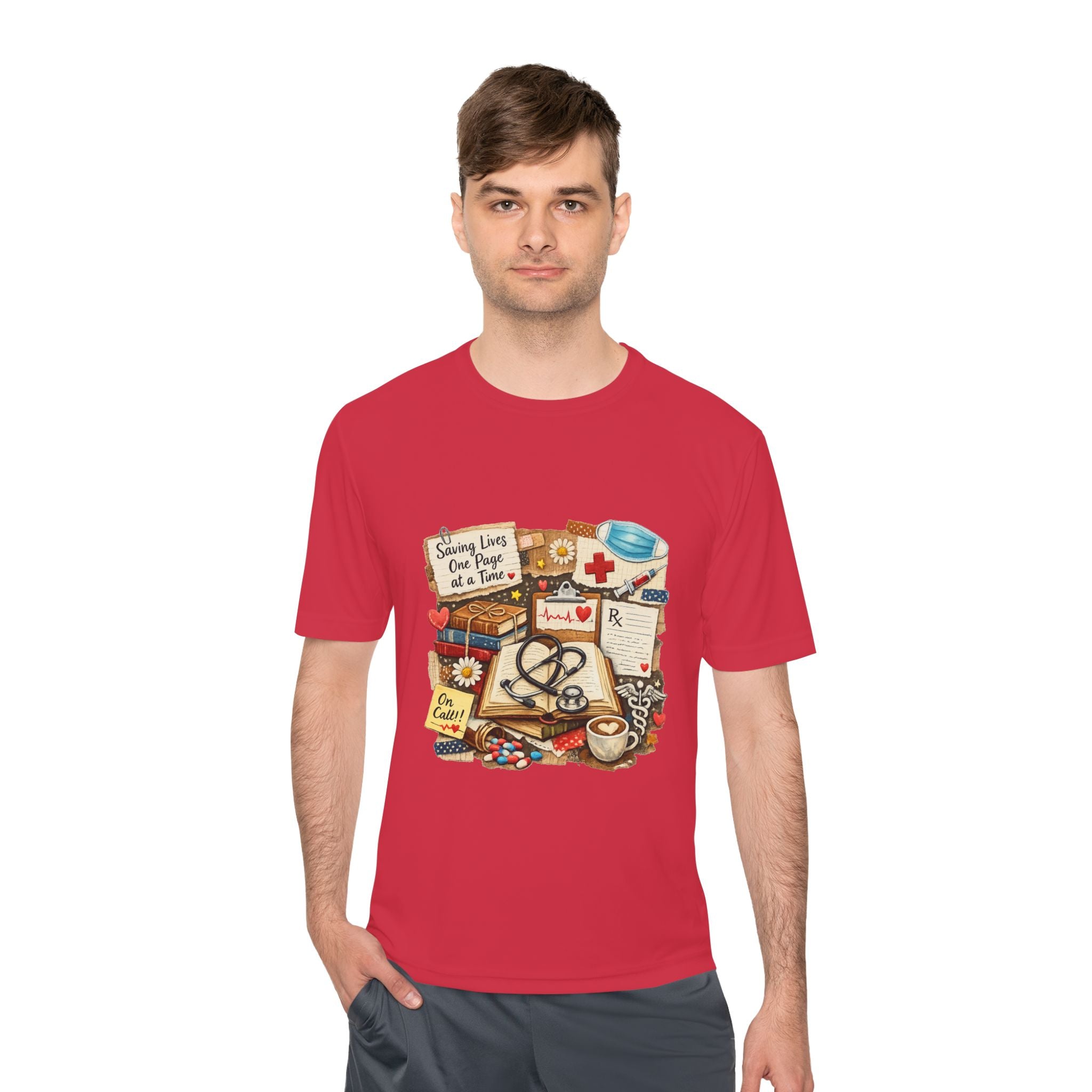 Saving Lives One Page at a Time Shirt, Nurse Book Lover Tee, Medical Reader Gift, RN Bookworm T-Shirt, Healthcare Worker Reading Shirt, Moisture-Wicking Shirt - Designity