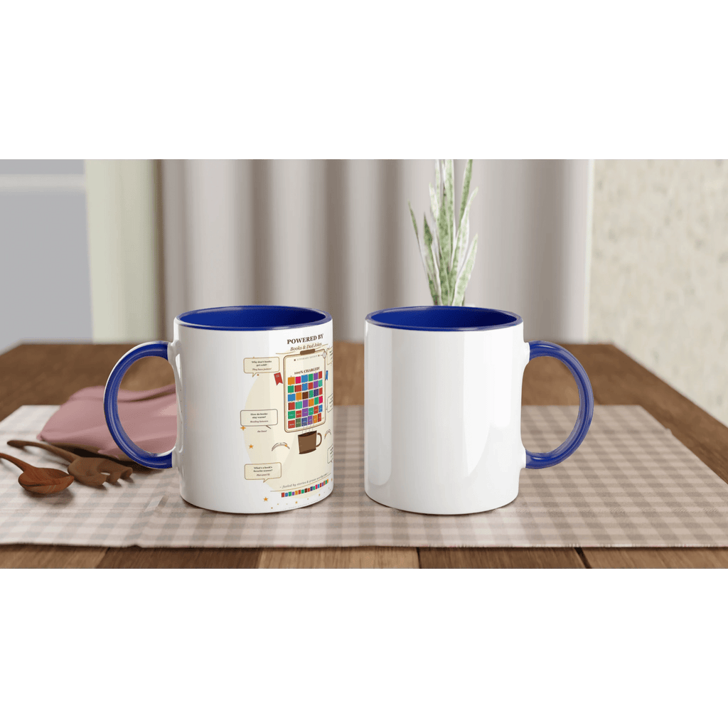 Powered by Books and Dad Jokes Ceramic Coffee Mug - 11oz Novelty Mug - Designity